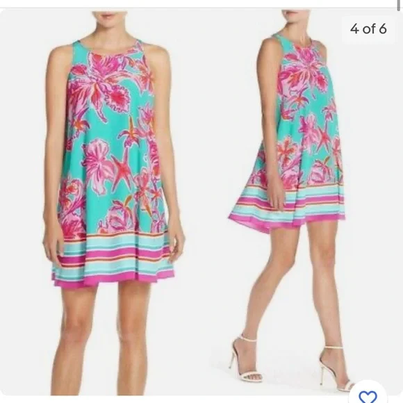 Lilly Pulitzer Sea Blue Swing Trapeze Dress Sz S - Picture 11 of 11